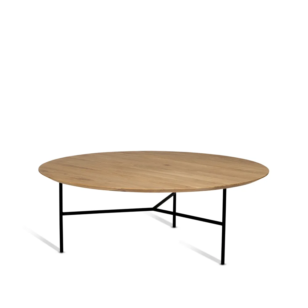 Tribeca coffee table, oak lacquer, black legs, ø110 Mavis