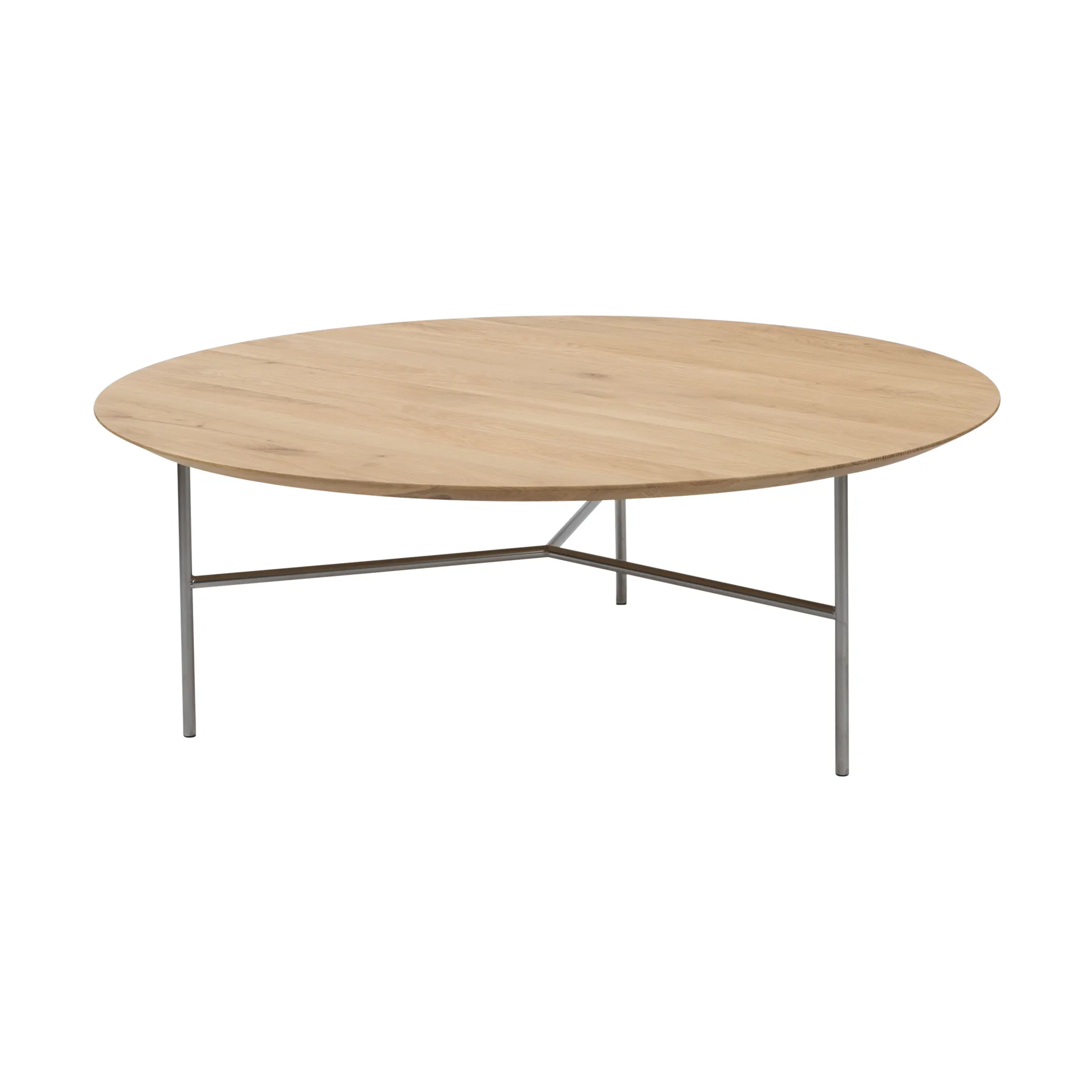 Tribeca coffee table, oak lacquer, satin chrome, ø110 Mavis