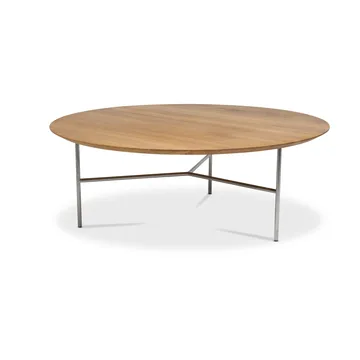 Tribeca coffee table - oak oil rustic, satin chrome legs, ø110 - Mavis