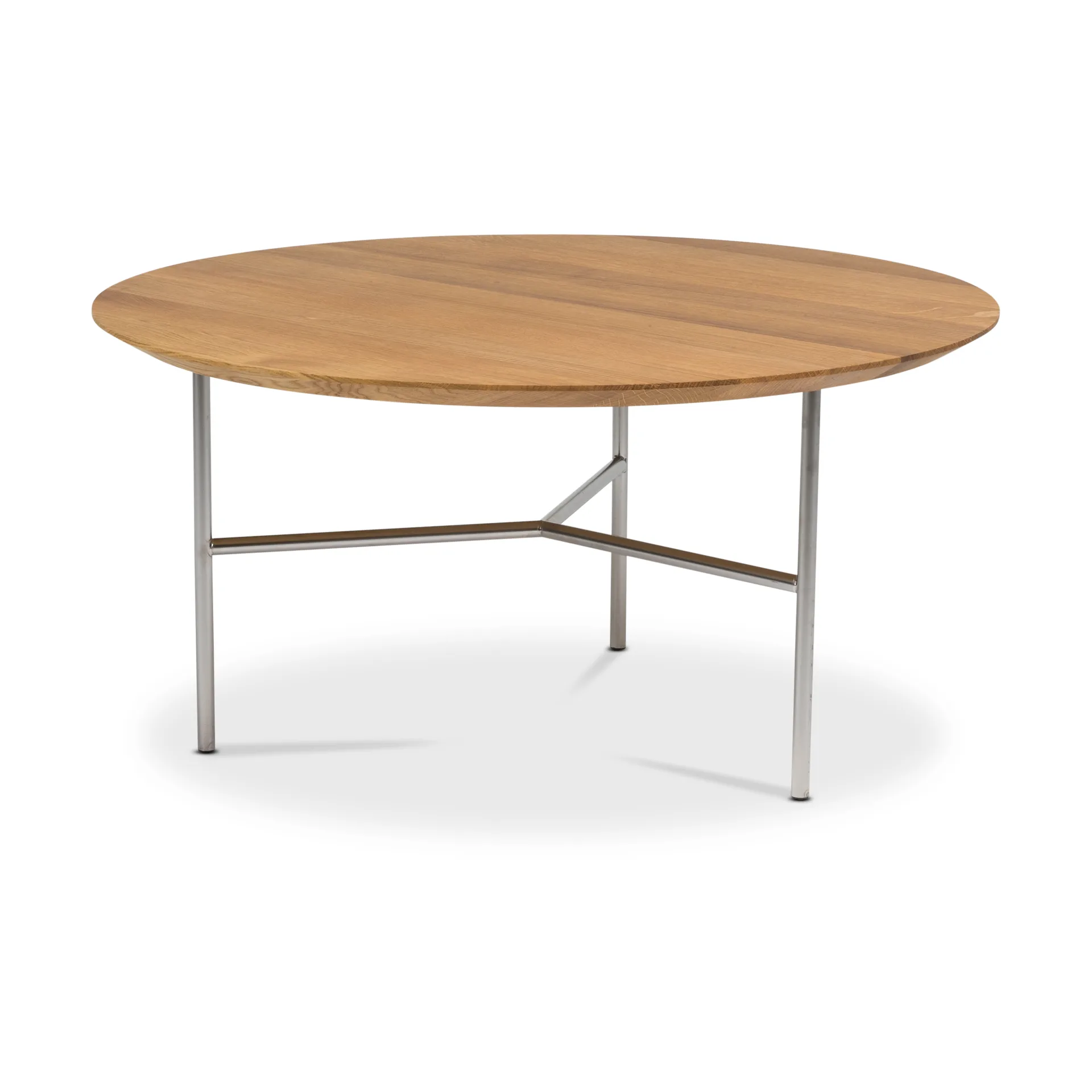 Tribeca coffee table, oak oil rustic, satin-chromed legs, ø80 Mavis