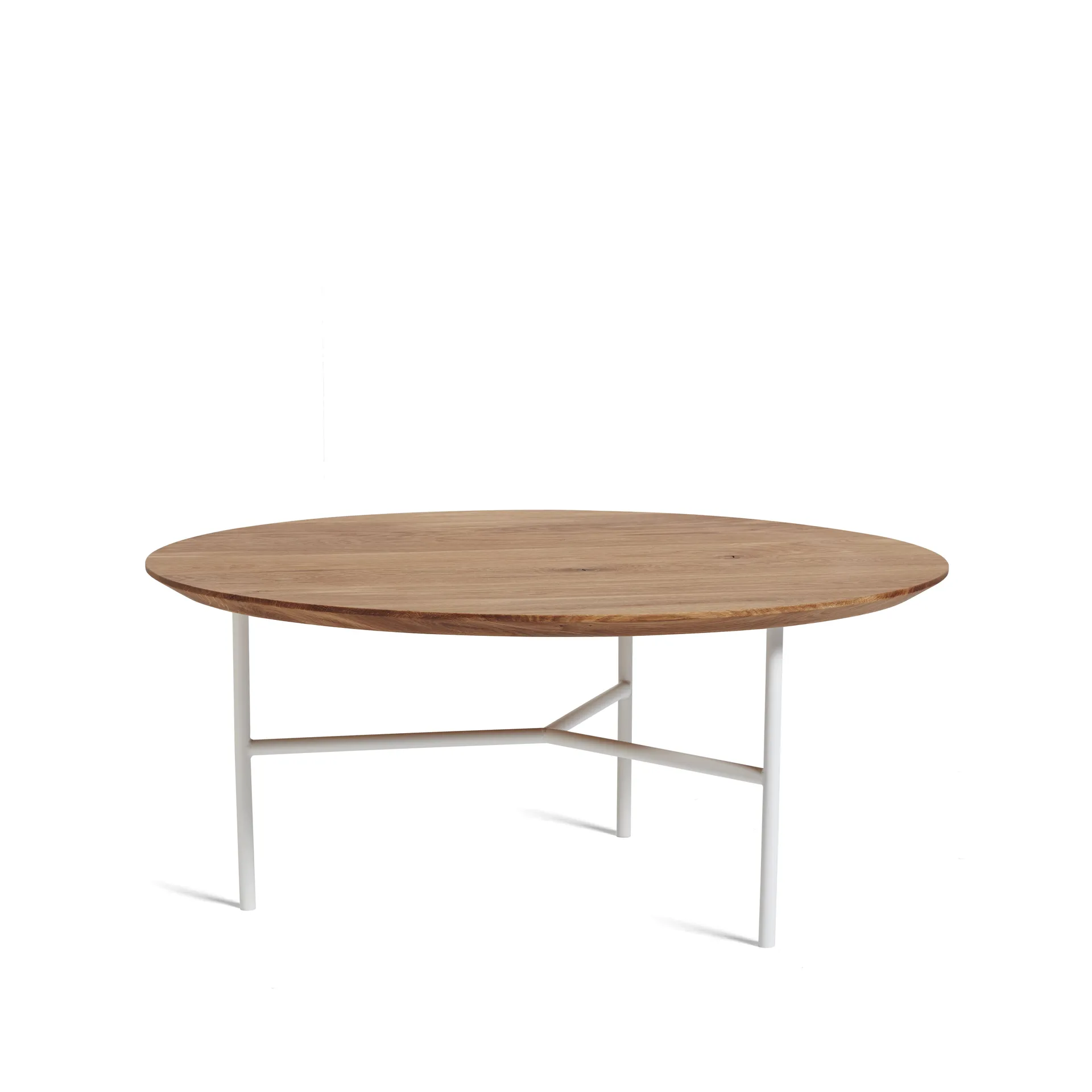 Tribeca coffee table, oak oil rustic, white legs, ø80 Mavis