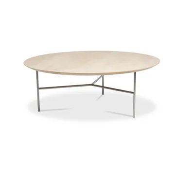 Tribeca coffee table - oak soap-treated rustic, satin chrome legs, ø110 - Mavis