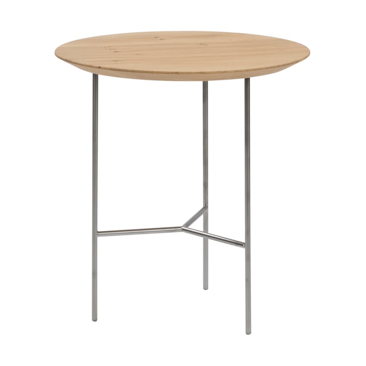 Tribeca side table - oak lacquer, satin chrome legs, ø47 cm - Mavis
