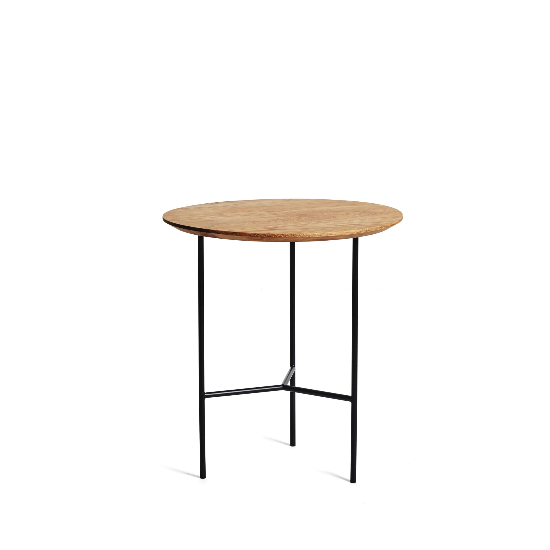 Tribeca side table, oak oil rustic, black legs, ø47 cm Mavis