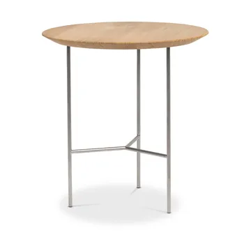 Tribeca side table - oak oil rustic, satin-chromed legs, ø47 cm - Mavis