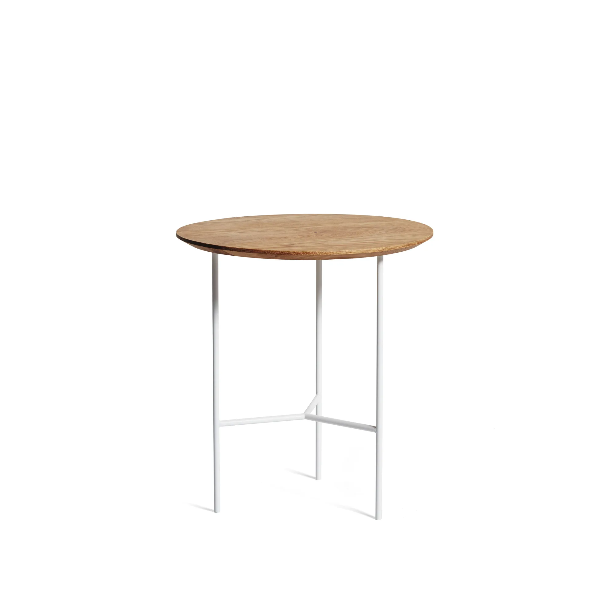 Tribeca side table, oak oil rustic, white legs, ø47 cm Mavis