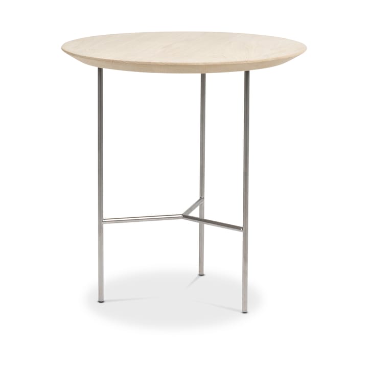 Tribeca side table - oak soap-rubbed rustic, satin chrome legs, ø47 cm - Mavis