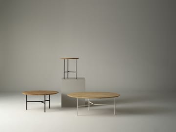 Tribeca side table - oak soap-rubbed rustic, satin chrome legs, ø47 cm - Mavis