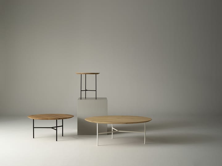 Tribeca side table, oak soap-rubbed rustic, satin chrome legs, ø47 cm Mavis