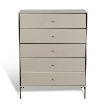 Volt chest of 5 drawers beige - Details in stainless steel - Mavis