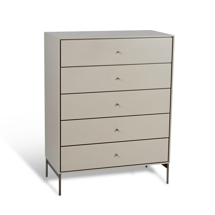 Volt chest of 5 drawers beige, Details in stainless steel Mavis