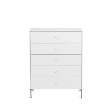 Volt chest of 5 drawers white - Details in stainless steel - Mavis
