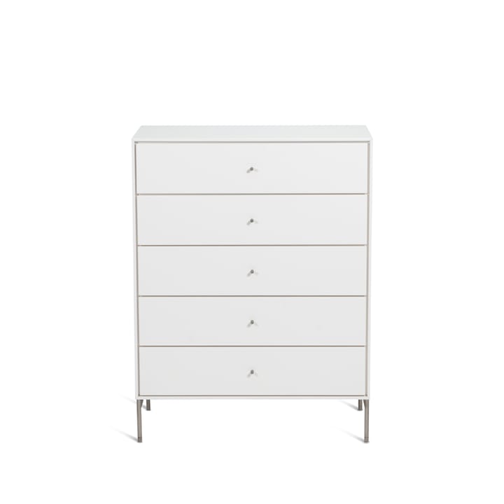 Volt chest of 5 drawers white - Details in stainless steel - Mavis