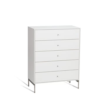 Volt chest of 5 drawers white - Details in stainless steel - Mavis