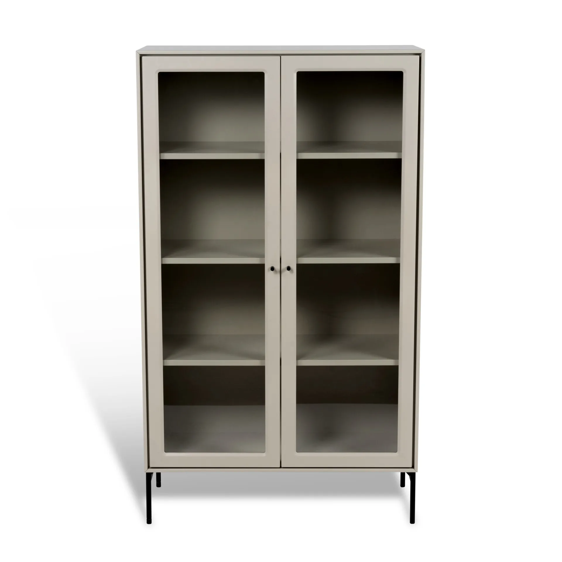 Volt display cabinet 130 cm beige, Details in black Mavis