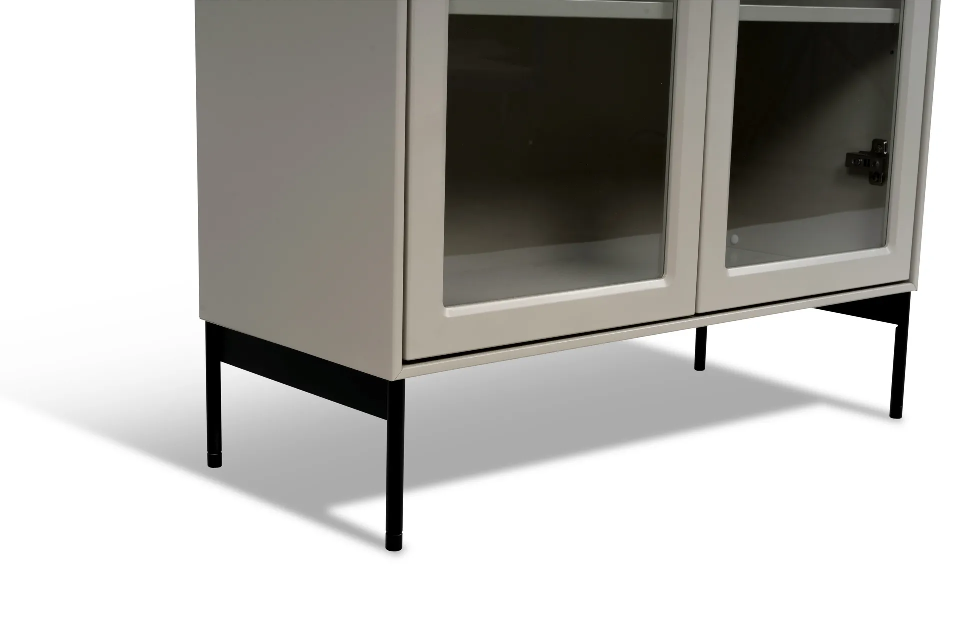 Volt display cabinet 130 cm beige, Details in black Mavis