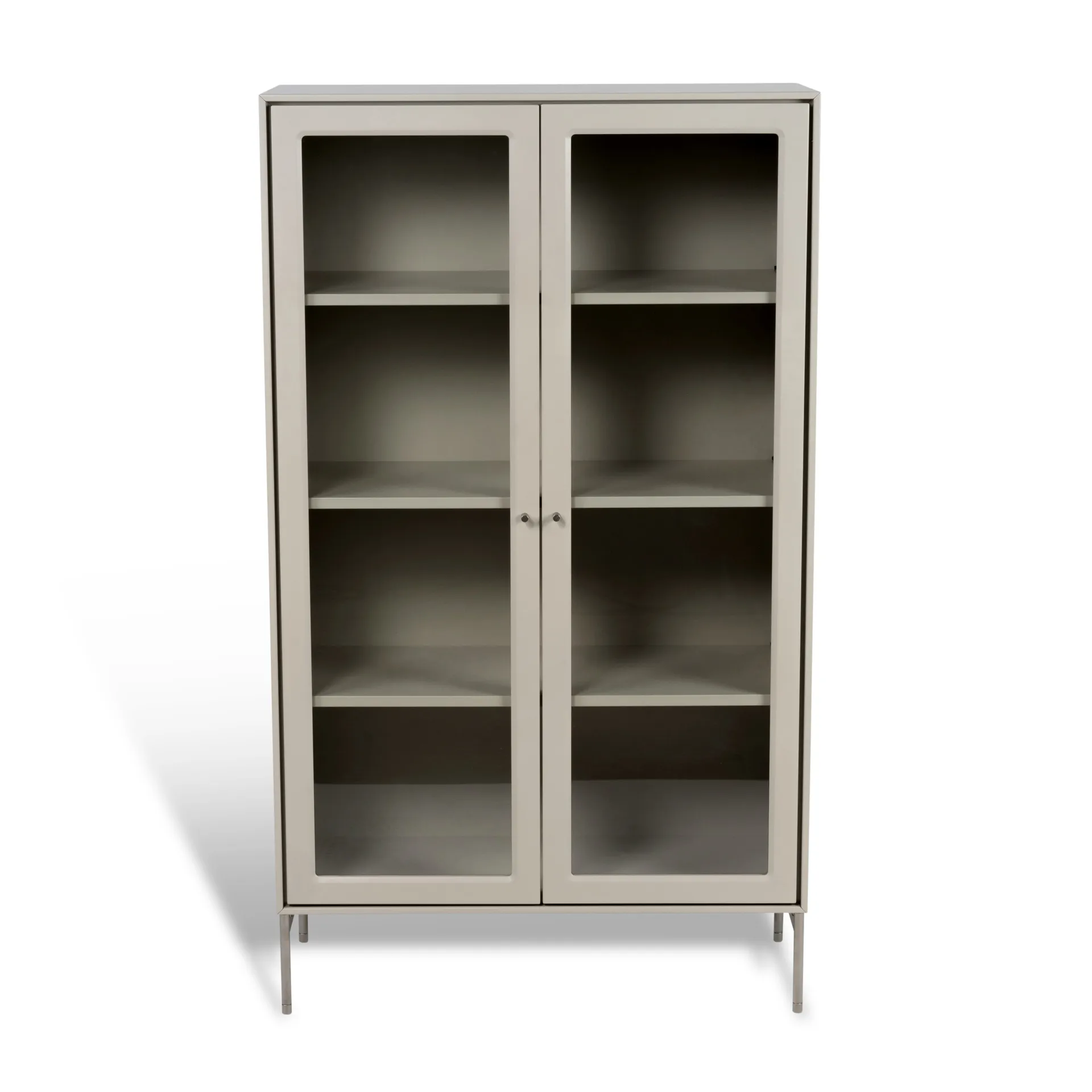 Volt display cabinet 130 cm beige, Details in stainless steel Mavis