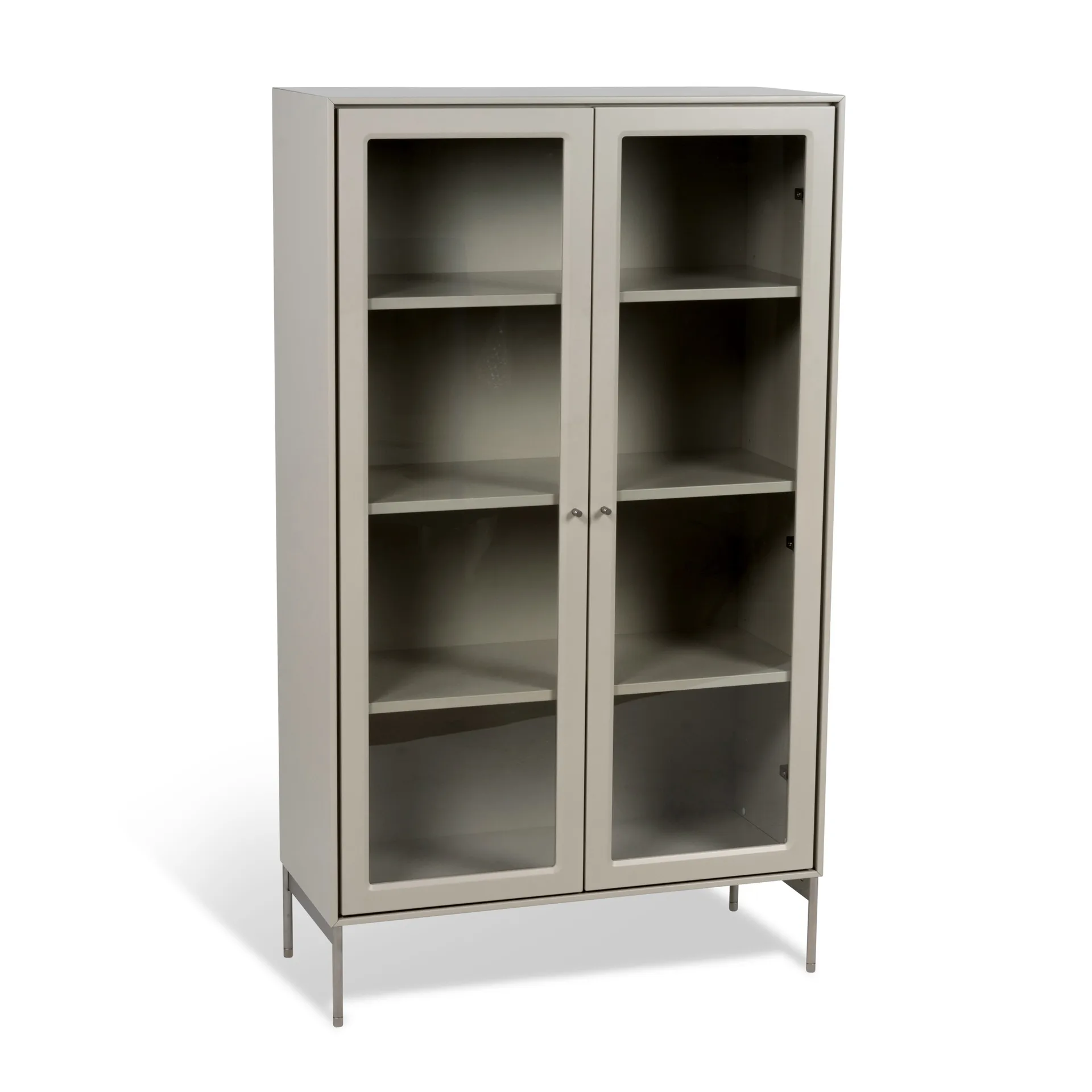 Volt display cabinet 130 cm beige, Details in stainless steel Mavis