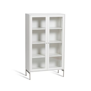 Volt display cabinet 130 cm white lacquer - Details in stainless steel - Mavis