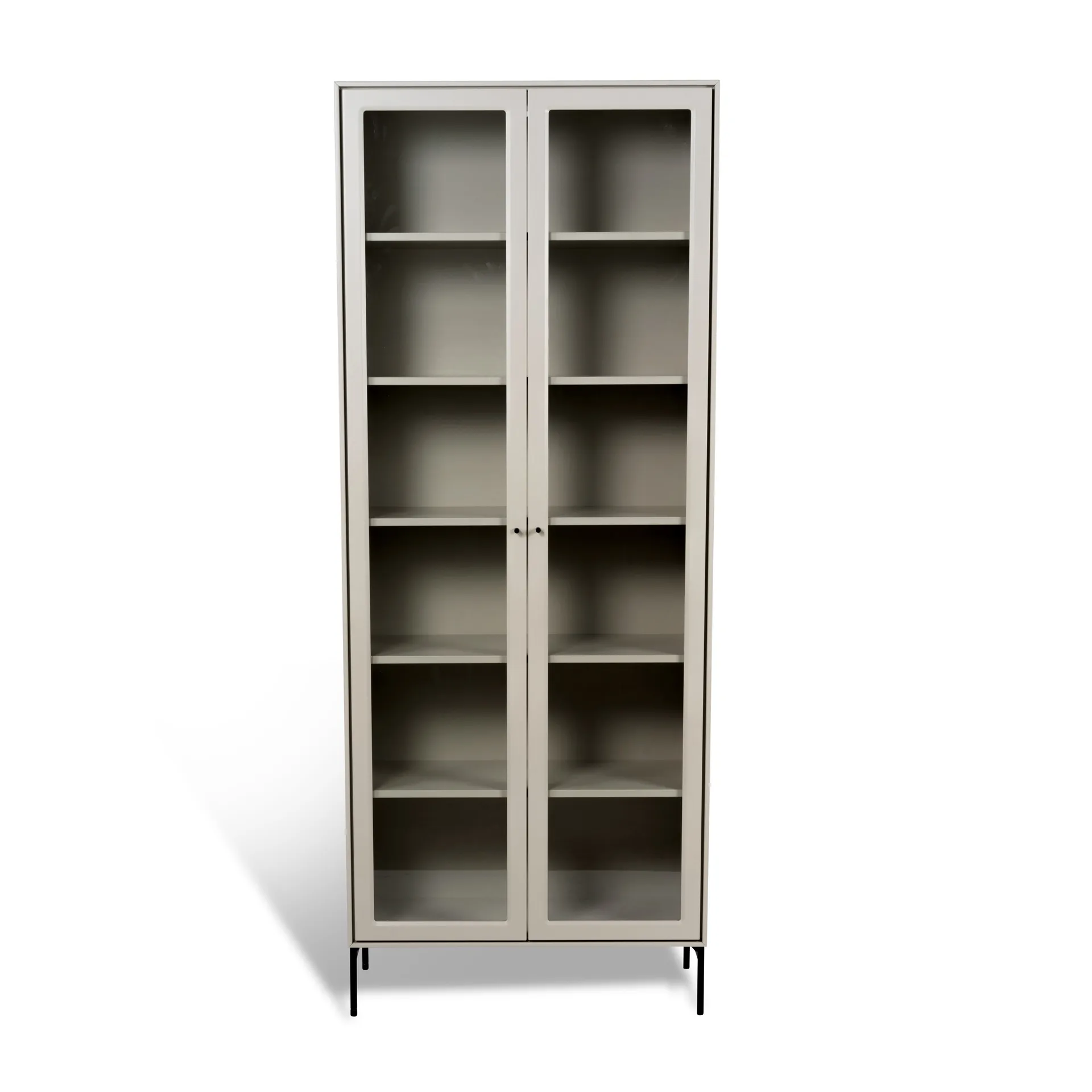 Volt display cabinet 190 cm beige, Details in black Mavis