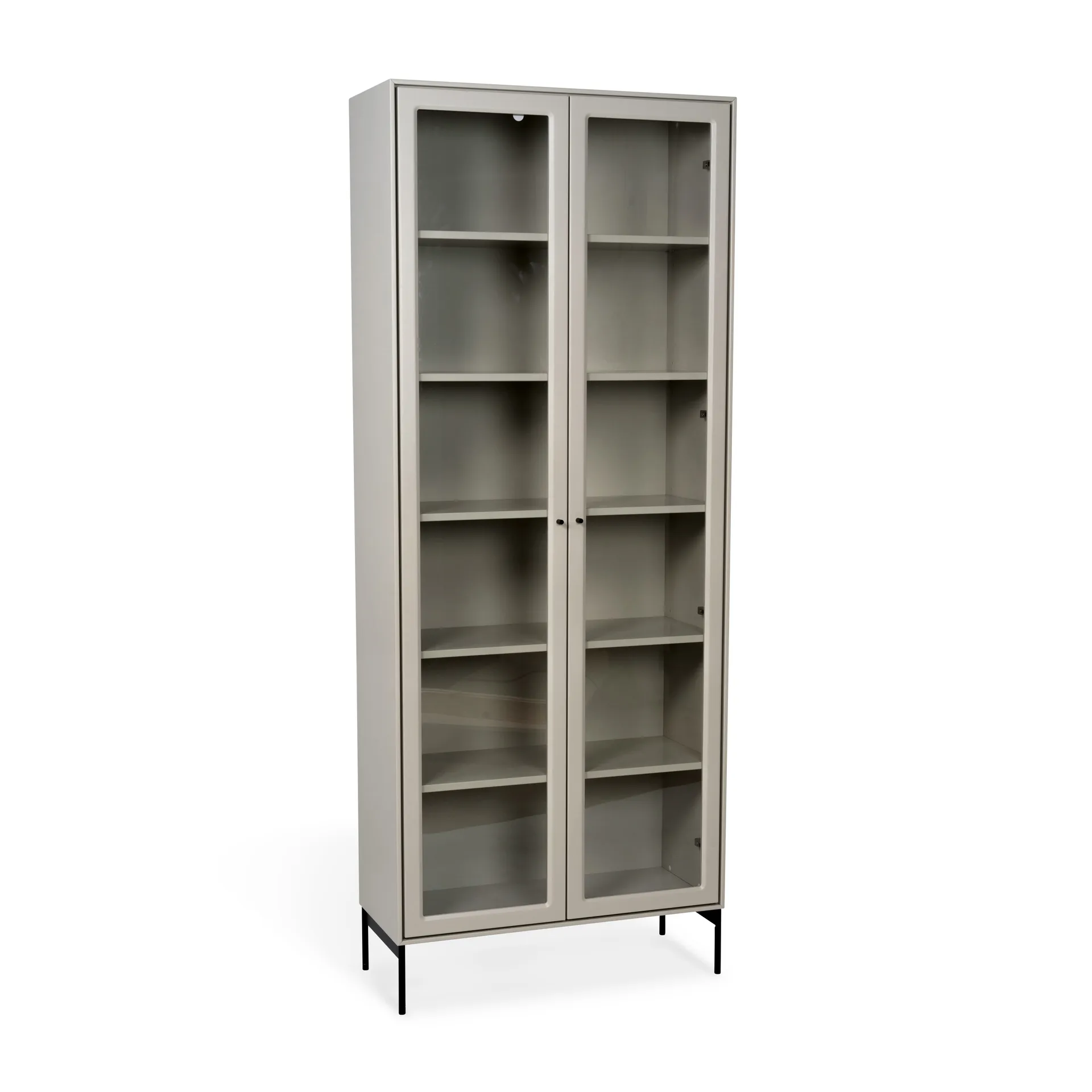 Volt display cabinet 190 cm beige, Details in black Mavis