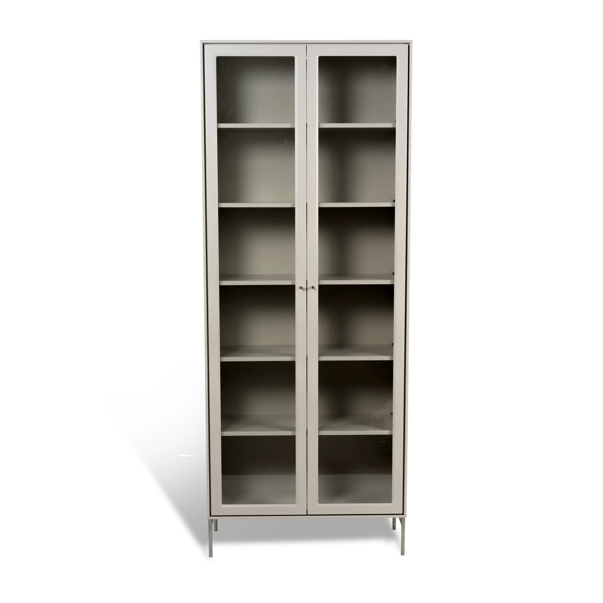Volt display cabinet 190 cm beige, Details in stainless steel Mavis