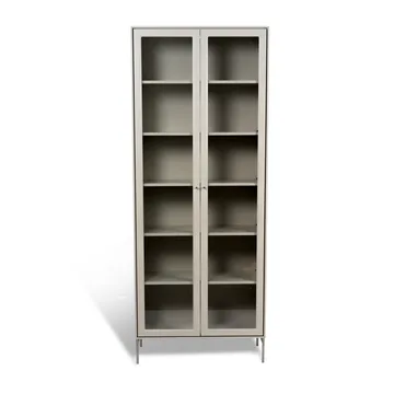 Volt display cabinet 190 cm beige - Details in stainless steel - Mavis
