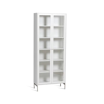 Volt display cabinet 190 cm white lacquer - Details in stainless steel - Mavis