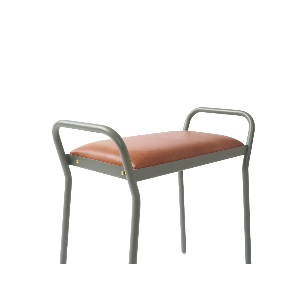 Anyone Stool, green grey/vintage cognac Maze