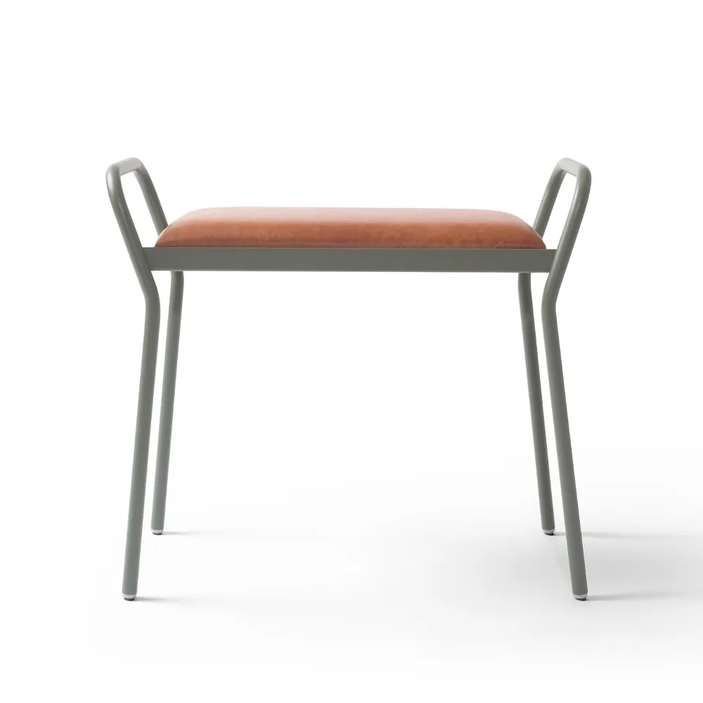 Anyone Stool, green grey/vintage cognac Maze