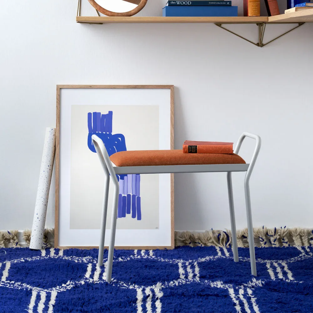 Anyone Stool, green grey/vintage cognac Maze