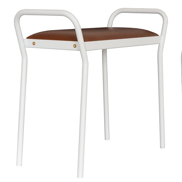 Anyone stool - White with vintage cognac leather - Maze