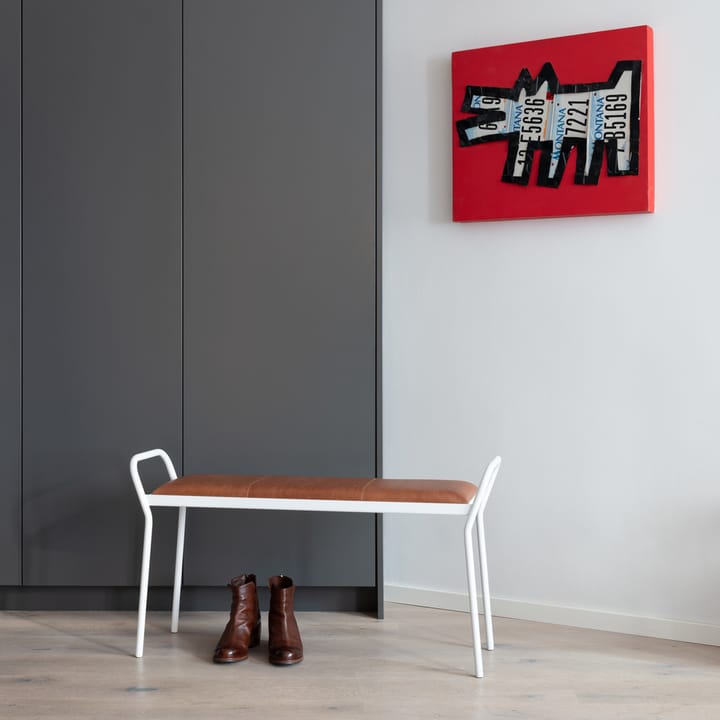 Anytwo stool, White-vintage cognac Maze