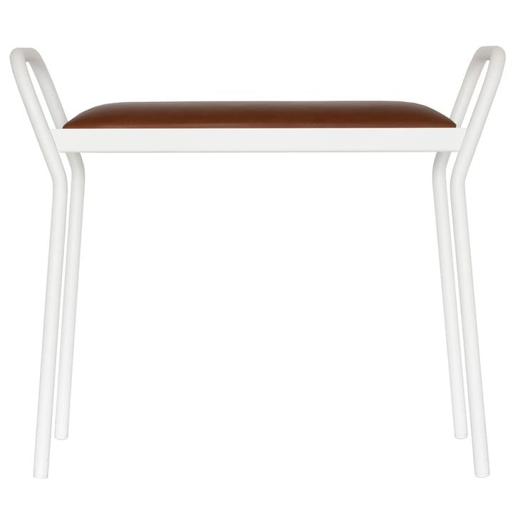 Around stool, White with vintage cognac leather Maze