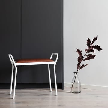 Around stool - White with vintage cognac leather - Maze