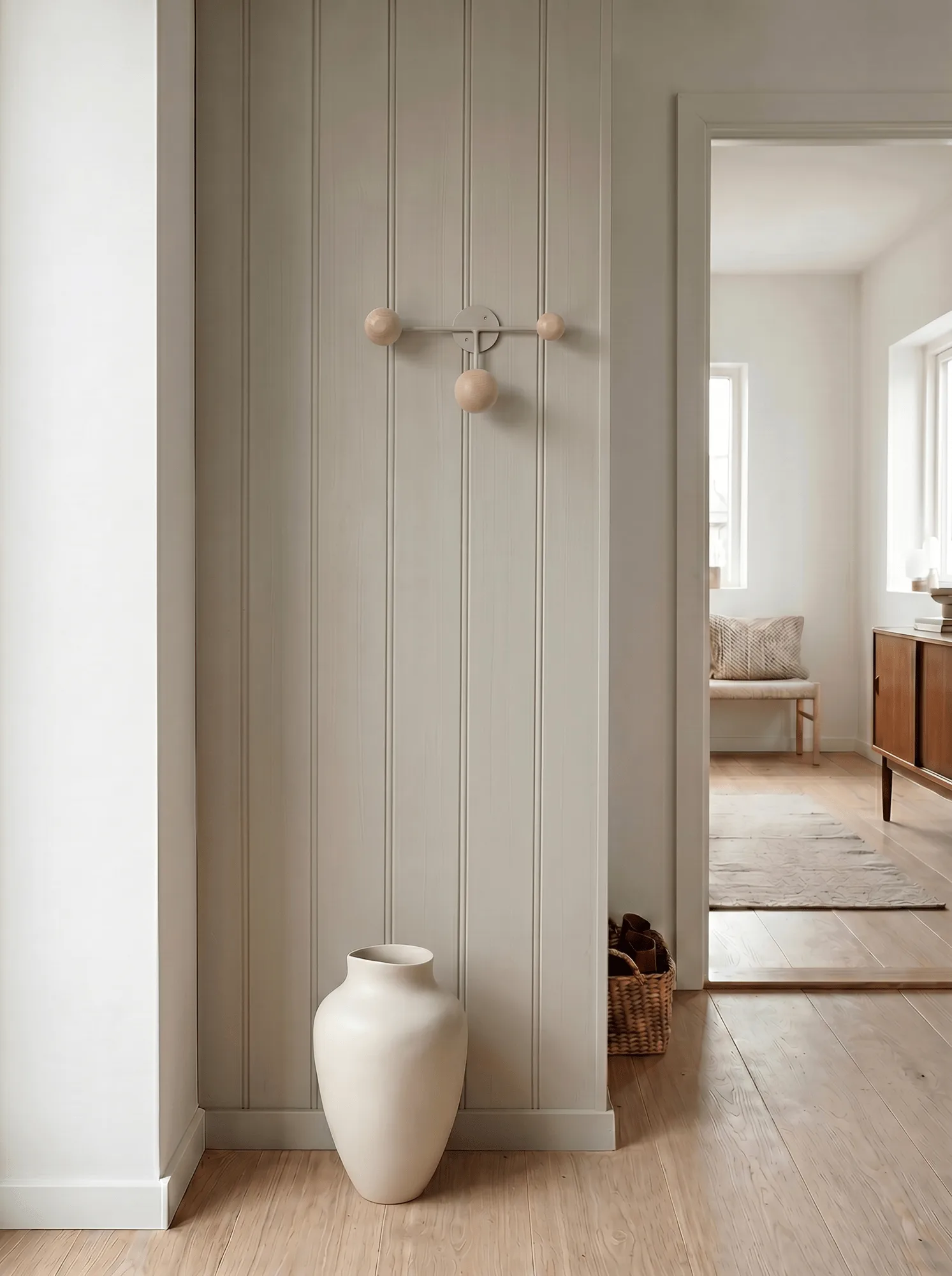 Bill Triple coat rack, Greige Maze