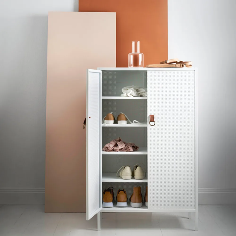 Francis cabinet, White. leather Maze