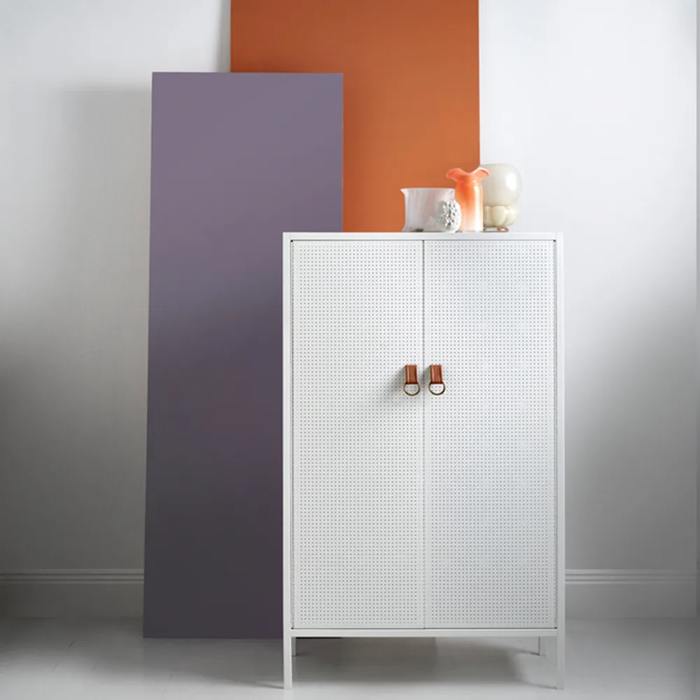 Francis cabinet, White. leather Maze