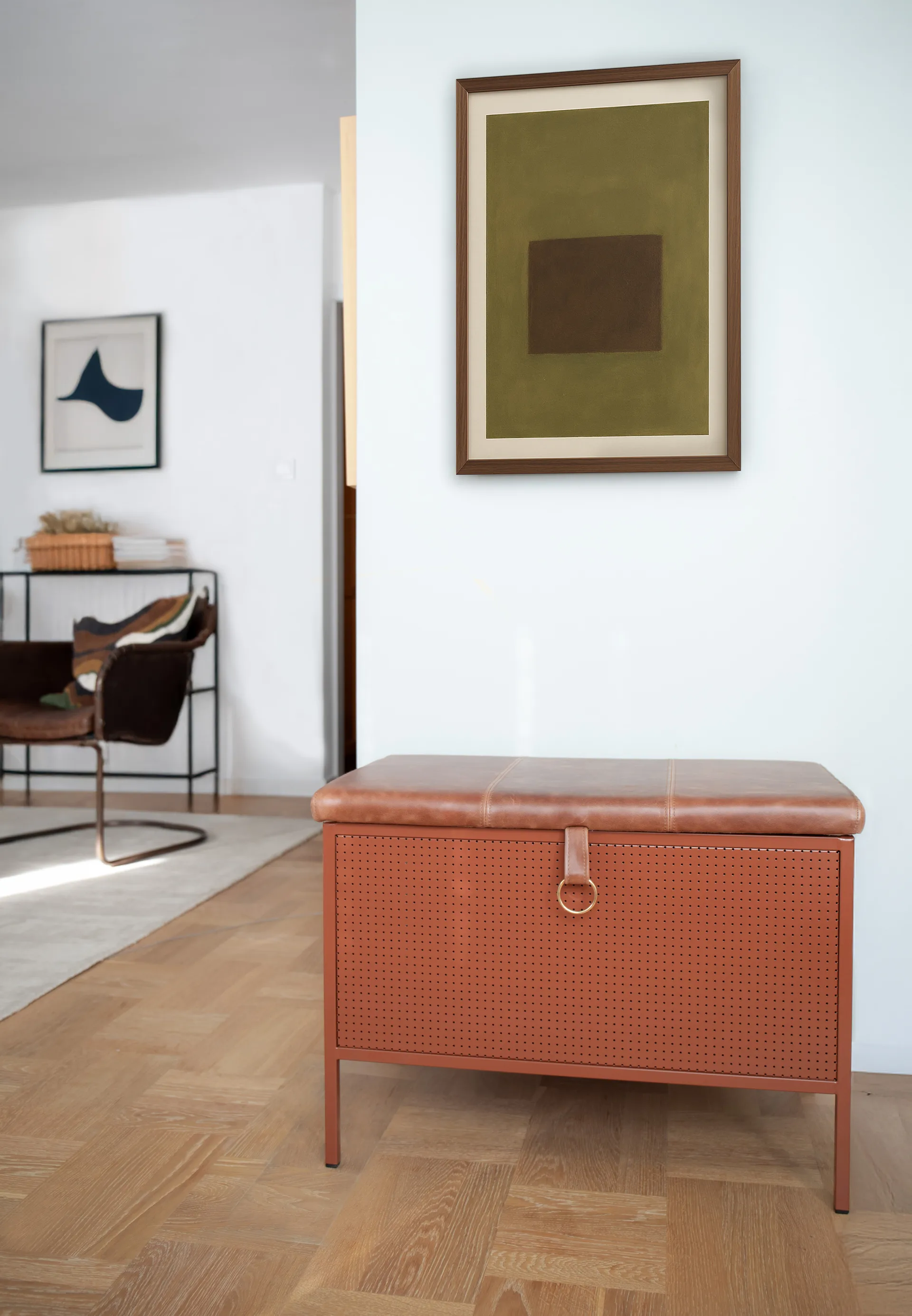 Frank storage bench, Cinnamon-vintage cognac Maze