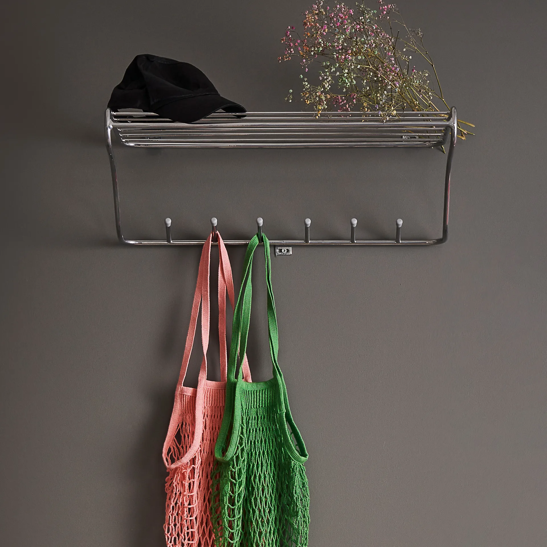 Hat rack shelf, chrome Maze