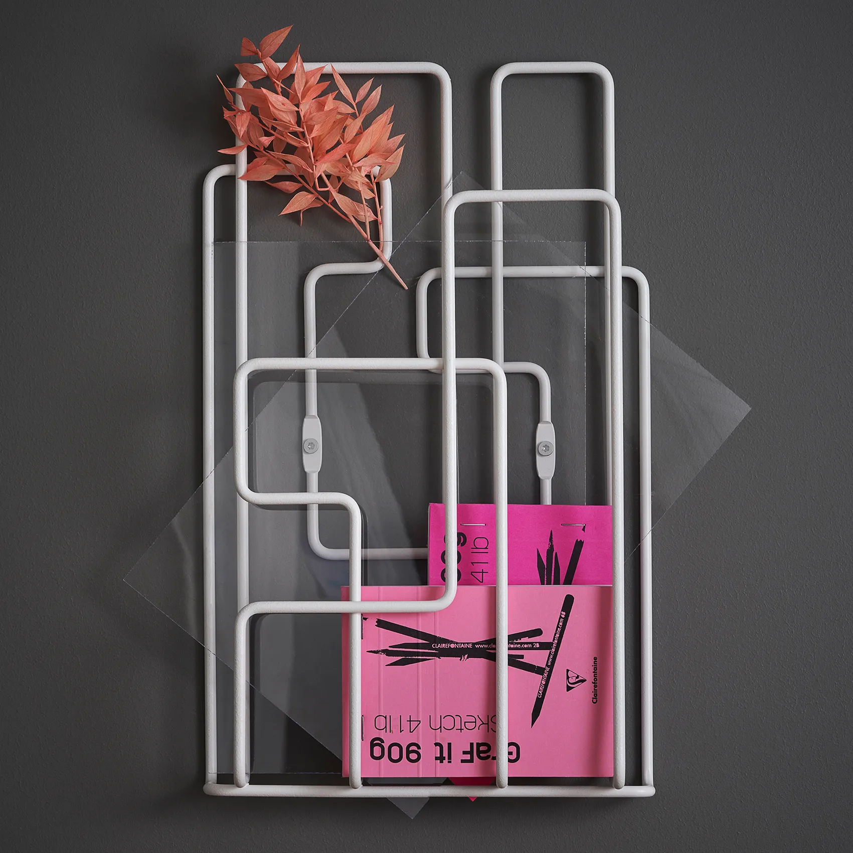 Little Saturday magazine holder, white Maze