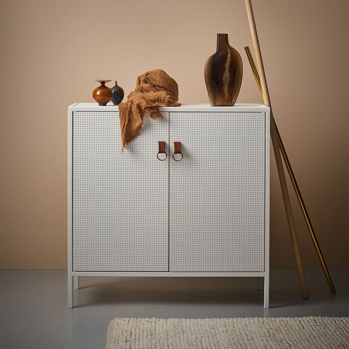 Liza cabinet - White. leather details - Maze