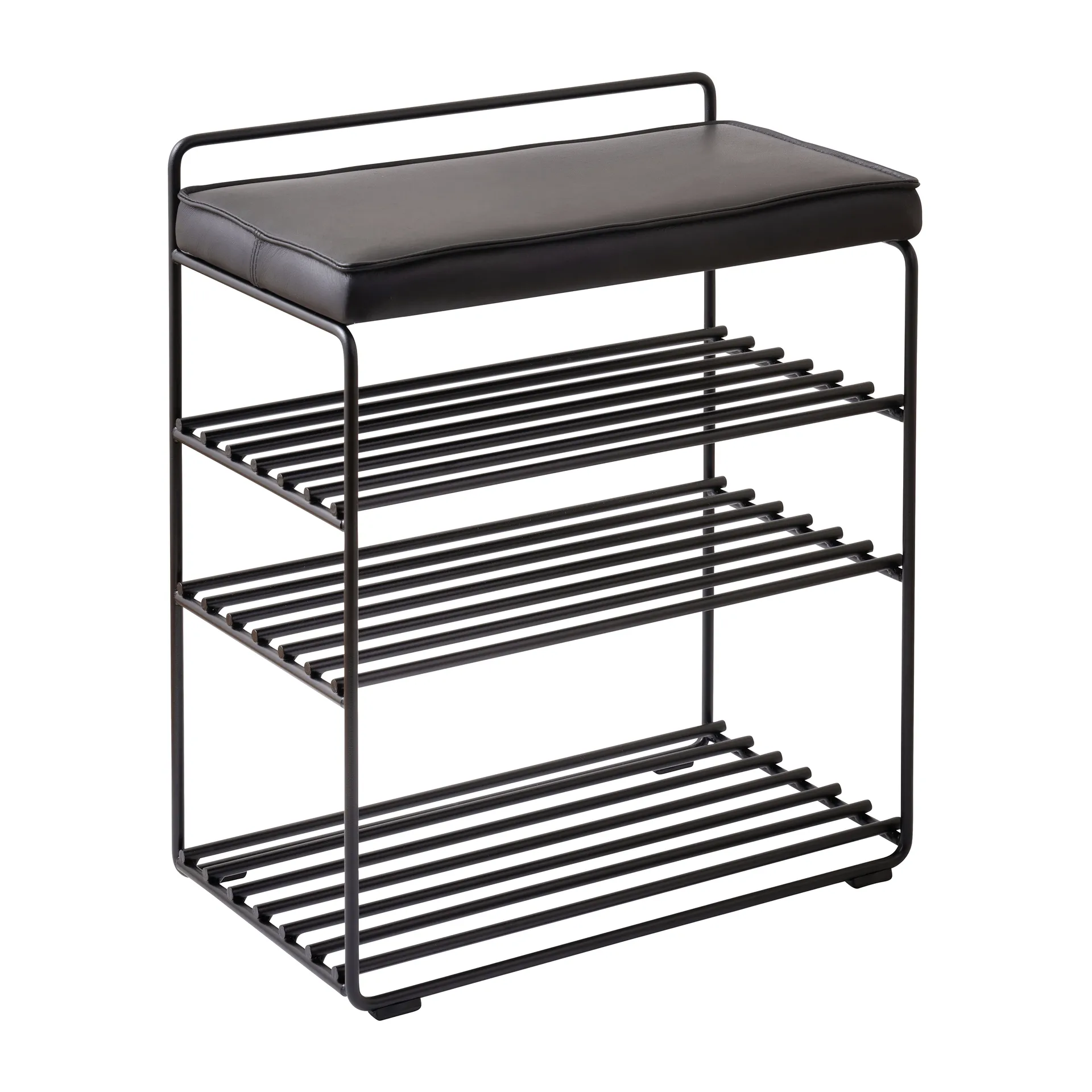 Lower East Seat shelf-stool 50x28x58 cm, Black-black leather Maze