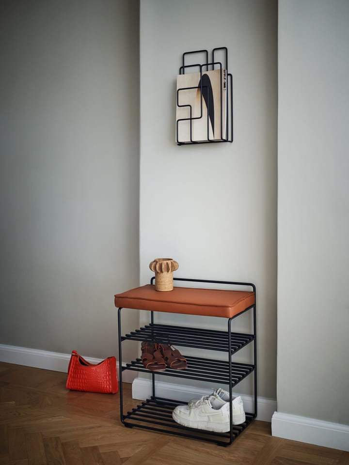 Lower East Seat shelf-stool 50x28x58 cm - Black-cognac leather - Maze