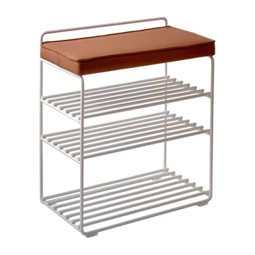 Lower East Seat shelf-stool 50x28x58 cm - White-cognac leather - Maze