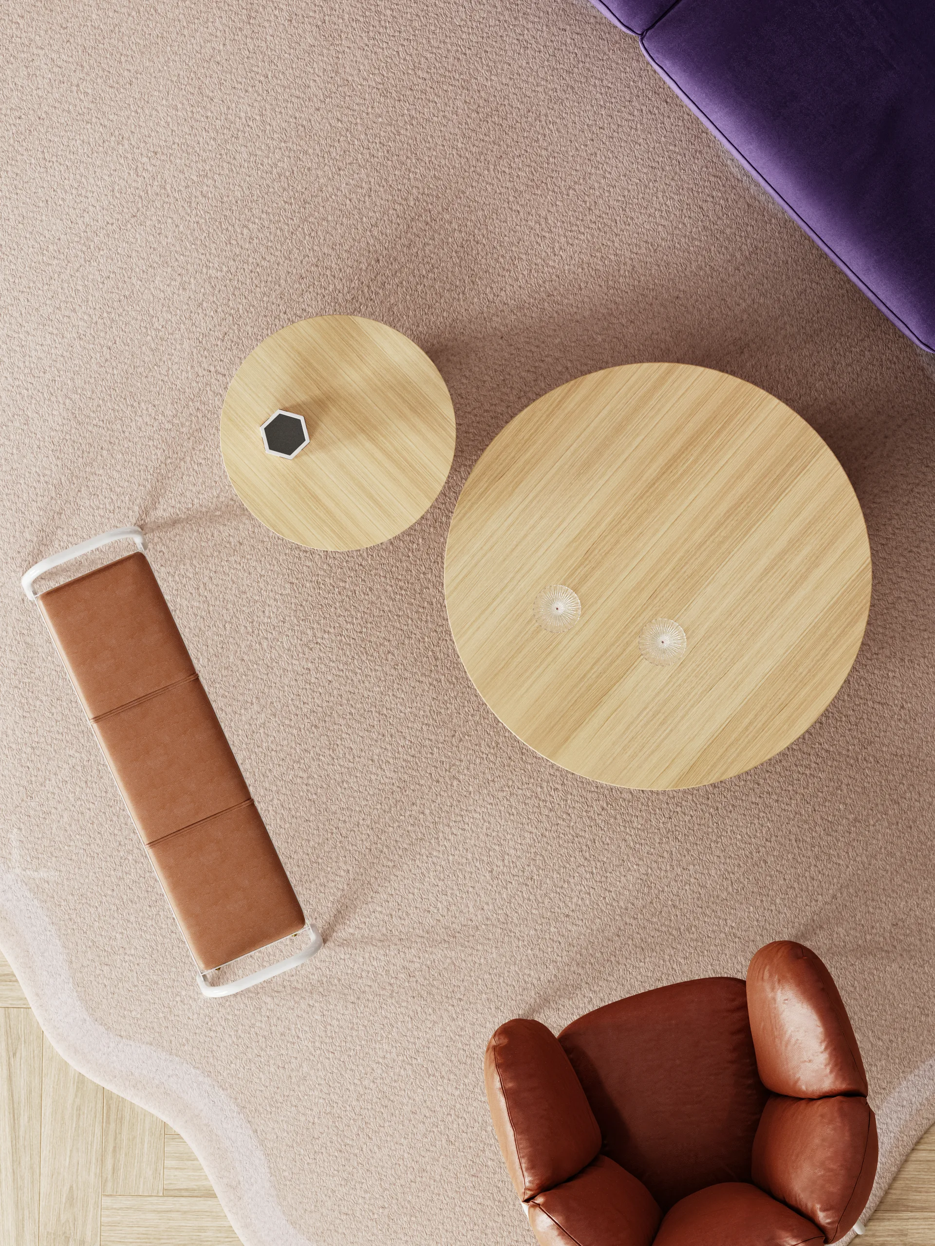 Parasol L coffee table Ø90 cm, Oak Maze