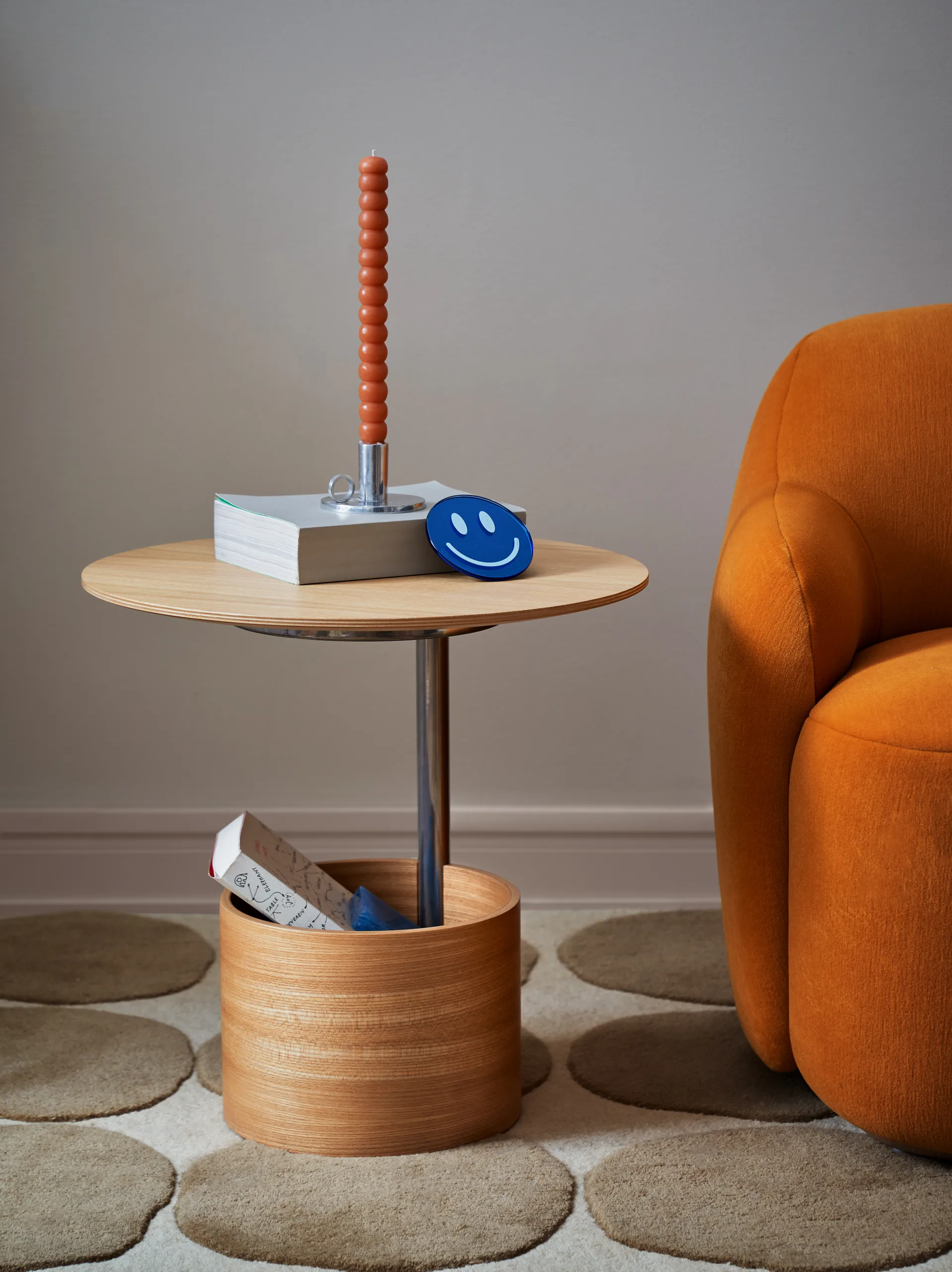 Parasol S coffee table Ø50 cm, Oak Maze