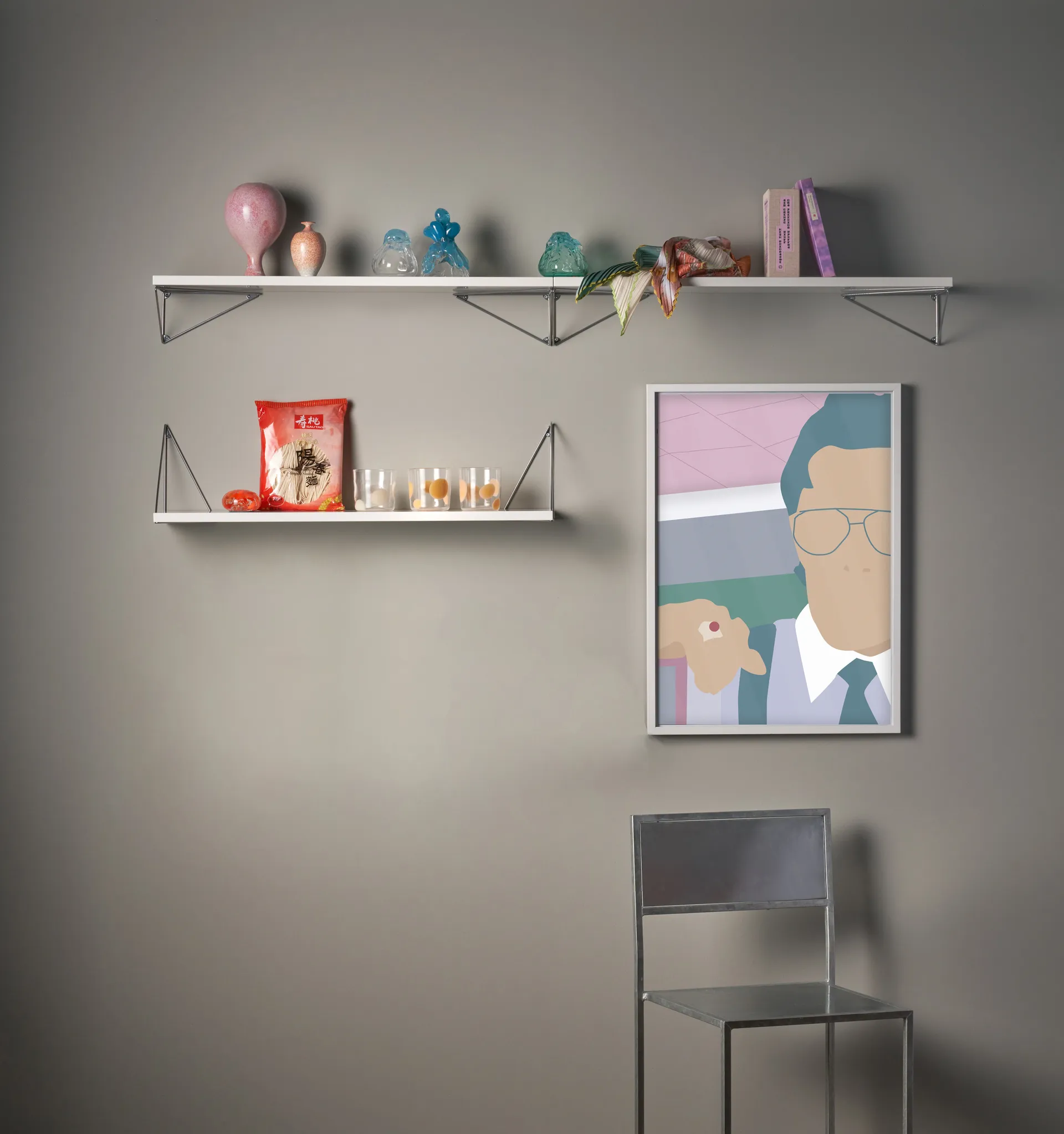 Pythagoras brackets, 2-pack, chrome Maze