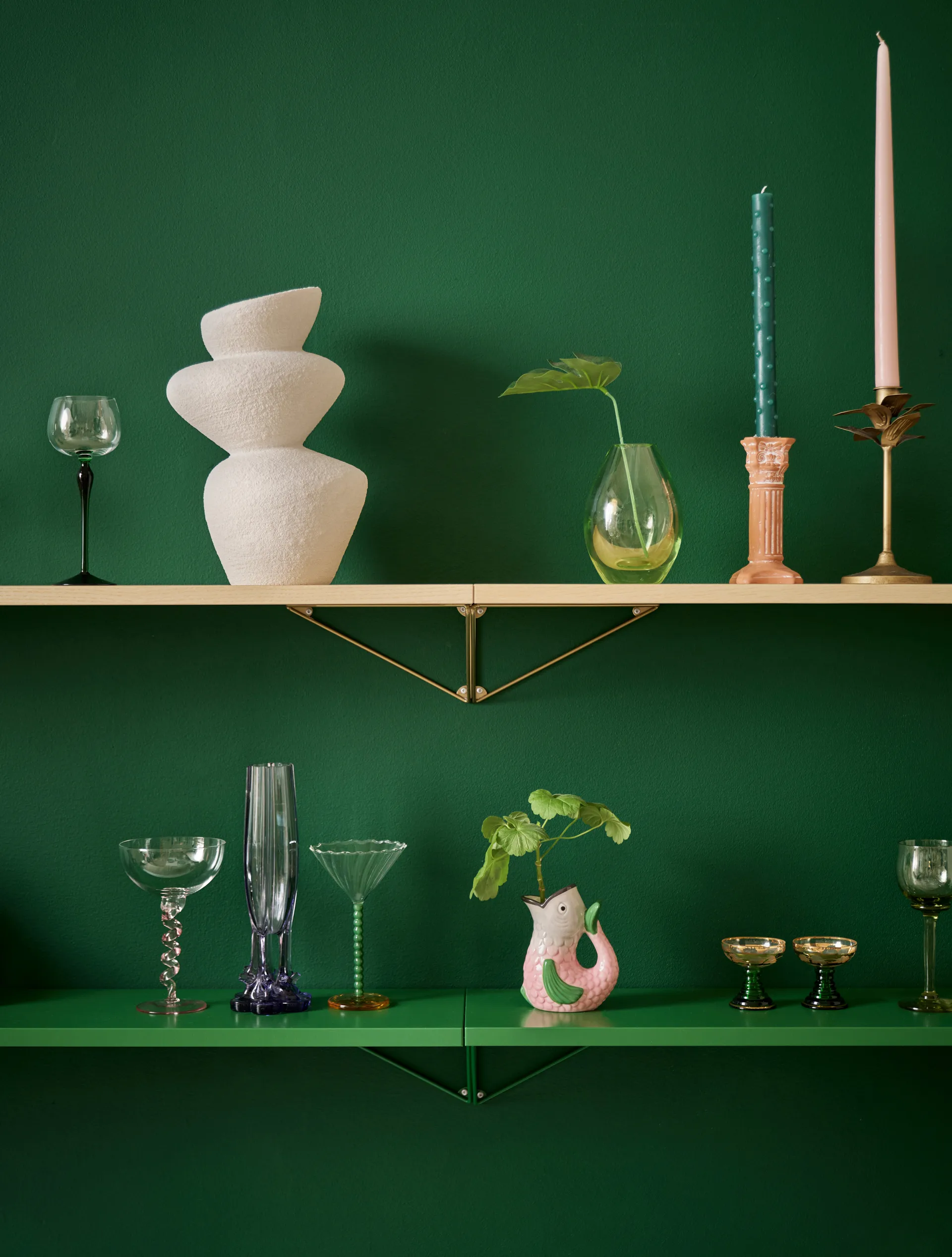 Pythagoras brackets, 2-pack, Fern green Maze