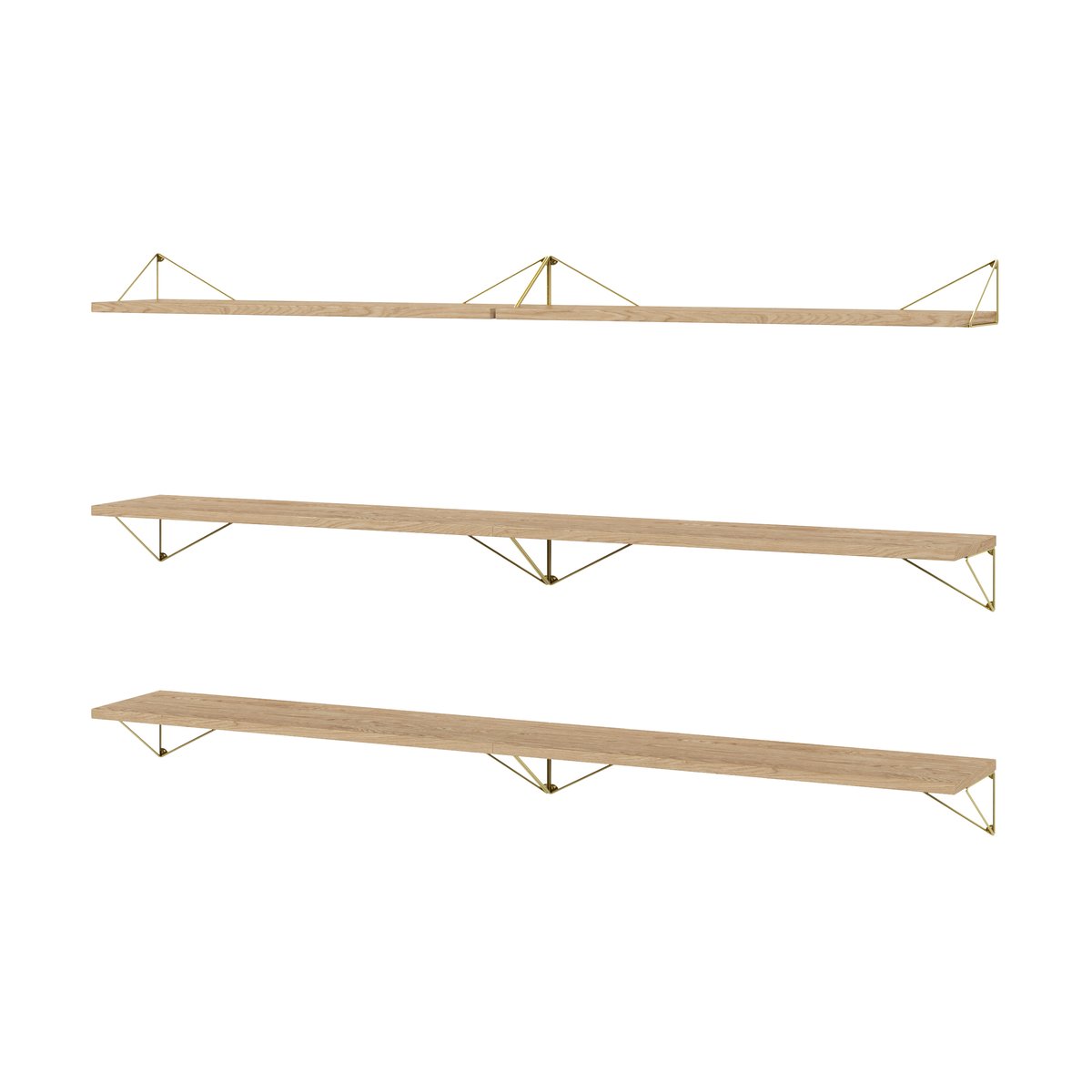 Maze Pythagoras Bundle B shelving system oak-brass | Scandinavian Design | Brown